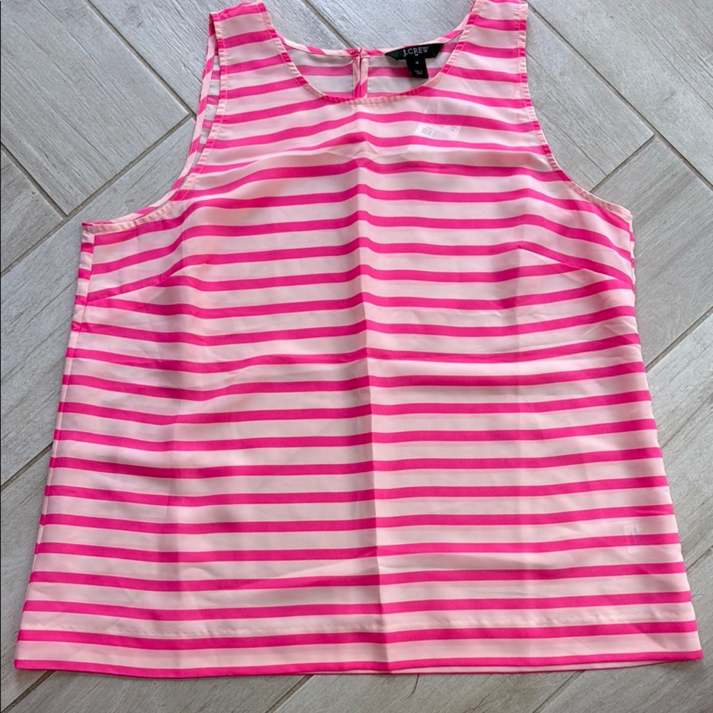 J. Crew Factory Pink and White Boxy Tank Top